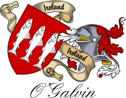 Clan/Sept Crest Wall Shield for the O'Galvin Clan